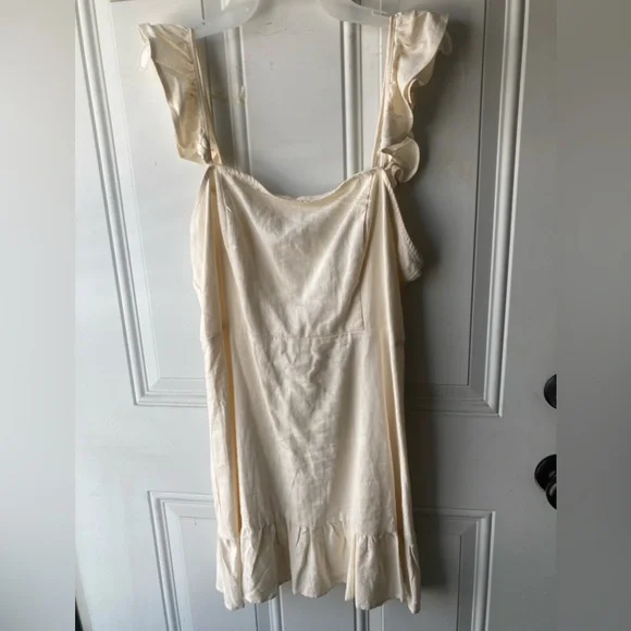 Off white/beige linen mini dress - Picture 2 of 3